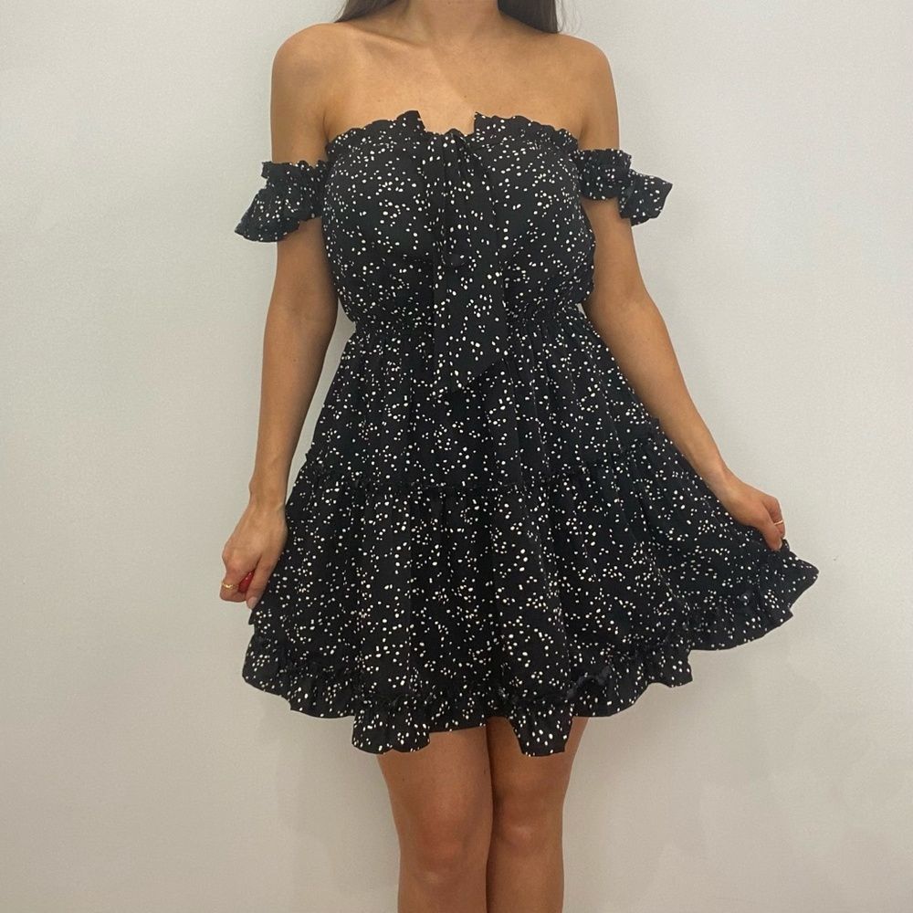 NWT Black Off the Shoulder Ruffle Dress